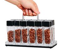 Normcore 6 Tubes Single Dose Espresso Bean Cellars, Coffee Beans Storage Tube Vial Vault with One-Way Exhaust Valve, Glass Coffee Bean Capsules with Display Stand and Funnel