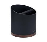 Normcore Espresso Knock Box, 1L Capacity Holds 20-25 Espresso Pucks, Stainless Steel with Walnut Non-Slip Base, Knock Bin For Home Baristas, Black