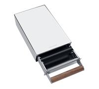 Normcore Espresso Knocker Drawer, Coffee Knock Box with Shock Absorbing Removable Knock Bar and Non-Slip Base, Mirror Finish, 304 Stainless Steel With Walnut Wood Hand, Size: S