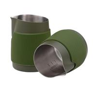 Normcore Handleless Milk Frothing Jug, Milk Pitcher 15.2 oz, Milk Frother Steamer Cup Stainless Steel Espresso Cup, Round Spout, Green, 450 ml