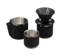 Normcore Travel Pour Over Set, Portable Pour Over Coffee Maker Set, Single Cup Travel Coffee Dripper, Use V60 and Wave Filter Paper Coffee Maker, 304 Stainless Steel, Matte Black Coating