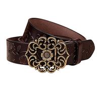 NormCorer Women's Genuine Leather Flower Buckle Belt for Jeans (115 cm long, coffee)