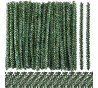 Norme 100 Pcs Christmas Canadian Pine Wired Stems Christmas Garland Green PVC Wire Twist Ties Mini Greenery Artificial Pine Needles for Xmas Tree Branches Crafts Gift Wrapping Holiday Outdoor Decor