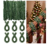 Norme 100 Pcs Christmas Canadian Pine Wired Stems Garland Greenery PVC Wire Twist Ties Artificial Pine Needle Branches for Christmas Tree Craft Gift Wrapping Xmas Holiday Outdoor Decor (2 x 20 Inch)