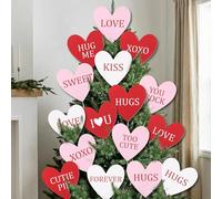 Norme 16 Pcs Valentine's Day Decorations Tree Picks 8 Inch Large Red Pink White Heart and Love Words Valentines Tree Topper Ornaments for Home Wedding Office Decor