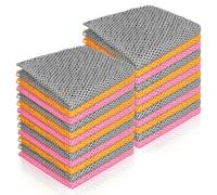 Norme 24 Pcs Mesh Cloth Dish Washing Net Cloths Dish Sponge Netted Dish Cloths for Washing Dishes Non Scratch Dish Rags Dish Washing Scrubbers Scourer for Kitchen Fast Drying, 3 Colors, 11.81 x 11.81