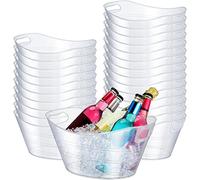 Norme 24 Pcs Oval Storage Tub with Handles 4.5L Plastic Ice Bucket, Wine, Beer, Champagne Drink Cooler for Parties, Beverage Storage Basket(Clear)
