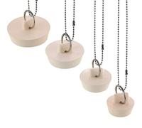 Norme 4 Pieces Drain Stopper Rubber Sink Stopper Drain Plug with Hanging Ring and 30 cm Ball Chains