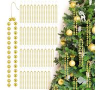 Norme 60 Pcs Gold Beads Christmas Tree Ornaments Artificial Pearls Beads Christmas Decoration Gold Plastic Faux Pearl Ornaments for Xmas Tree New Year Holiday Party Supplies