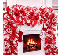Norme 8.2 Ft Christmas Candy Cane Garland for Front Door Red White Peppermint Xmas Candy Swag Christmas Hanging for Table Centerpiece Mantel Party Xmas Tree Indoor Holiday Decor