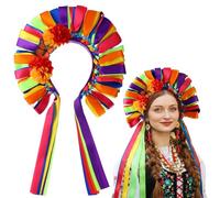 Norme Cinco De Mayo Mexican Flower Headband Cinco De Mayo Party Costume Dia De Los Muertos with Monarch Butterfly for Women Day of the Dead Crown
