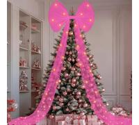 Norme Extra Large Christmas Tree Decorations 23.62 x 78.4 Inches Giant Bow Christmas Tree Topper with Long Streamers Xmas Wreath Bows for Front Door Patio Wedding Holiday Decor(Rose Red,Tulle)