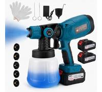 Normodic 21V Cordless HVLP Paint Sprayer with 2x4.0Ah Batteries, 3 Nozzles & 900ml Tank - Covers 20-45m²/15min for Fences/Walls/Ceilings/Furniture