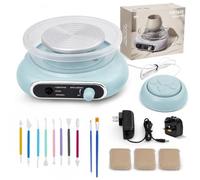 Normodic Mini Electric Pottery Wheel for Kids & Beginners, DIY Ceramic Painting Kit with Foot Pedal, Stepless Adjustable Speed, Arts and Crafts Toy with 3 Air-Dry Clay & Sculpting Tools for Boys Girls