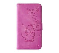 Norn for Samsung Galaxy A80/A90 Phone Case,Embossed Love Heart Elephant Butterfly Pattern,Folding Stand PU Leather wallet case,shokproof Flip Cover Protective Case with Card Slots,Purple Red