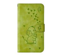 Norn for Samsung Galaxy J3 2017 Phone Case,Embossed Love Heart Elephant Butterfly Pattern,Folding Stand PU Leather wallet case,shokproof Flip Cover Protective Case with Card Slots,Green