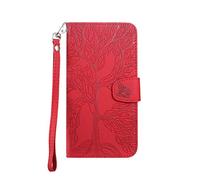 Norn for Samsung Galaxy S6 Phone Case,Tree of Life Embossed Folio Flip PU leather wallet case,with stand function,Magnetic Closure,shokproof Protective Cover Case with Card Slots+1 pcs Wrist Strap,Red