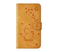 Norn HUAWEI P10 Lite Phone case,Embossed Love Heart Elephant Butterfly Pattern,Folding Stand PU Leather wallet case,shokproof Flip Cover Protective Case with Card Slots,Magnetic Closure,Yellow