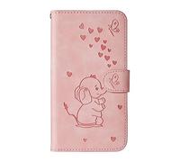 Norn HUAWEI P30 Lite Phone case,Embossed Love Heart Elephant Butterfly Pattern,Folding Stand PU Leather wallet case,shokproof Flip Cover Protective Case with Card Slots,Magnetic Closure,Pink