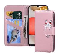 Norn Samsung Galaxy A12 5G(6.5") leather Wallet Case,Cartoon Phone Case with Kickstand,Folding Stand PU Leather wallet,shokproof Flip Cover Protective Case with Card Slots,Magnetic Closure,Pink