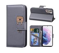 Norn Samsung Galaxy S21+Plus leather Wallet Case,S30+Plus Cartoon Phone Case with Kickstand,Folding Stand PU Leather wallet,shokproof Flip Cover Protective Case with Card Slots,Magnetic Closure,Grey