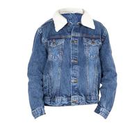 NOROZE Boy’s Trucker Denim Jacket Detachable Sherpa Collar Washed Denim Classic Western Style Jean Coat (13 Years, Denim Blue)