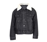 NOROZE Boy’s Trucker Denim Jacket Detachable Sherpa Collar Washed Denim Classic Western Style Jean Coat (5-6 Years, Black)