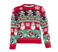 NOROZE Boys Christmas Jumper 3D Kids Bird Reindeer Retro Unisex Xmas Santa Snowman Penguin Pullover Sweater, Christmas Sweater Girls (11/12 Years, Gingerbread Bell Red)