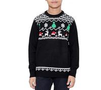 NOROZE Boys Girls Unisex Children Kids Merry Christmas Dinosaur Tree Hat Reindeer Snowflake Pom Polar Bear Dino Roar Mas Knitted Novelty Ugly Xmas Jumpers Sweater (9-10 Years, Tree Hat Black)