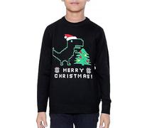 NOROZE Boys Girls Unisex Children Kids Merry Christmas Dinosaur Tree Hat Reindeer Snowflake Pom Polar Bear Dino Roar Mas Knitted Novelty Ugly Xmas Jumpers Sweater (7-8 Years, Dinosaur Hat Black)