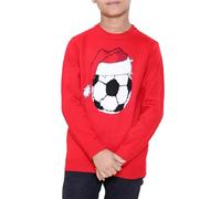 NOROZE Boys Girls Unisex Kids Merry Christmas Football Soccer Ball Red Nose Rudolph Reindeer Moose Santa Tour Bus Muffler Scarf Pom Polar Bear Snowflake Jumpers Sweater (7-8 Years, Football Red)