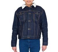 NOROZE Boy's the Trucker Denim Long Sherpa Lined Jacket Washed Denim Western Style Jean Coat (7-8 Years, Indigo Denim)