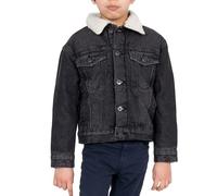 NOROZE Boy's The Trucker Denim Long Sherpa Lined Jacket Washed Denim Western Style Jean Coat (7-8 Years, Black)