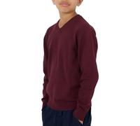 NOROZE Boys V Neck School Jumper | Soft Cotton Blend Knitwear for Kids | Warm, Durable & Easy-Care School Uniform Sweater | Long Sleeve Smart Pullover (UK, Age, 14 Years, Regular, Burgundy)