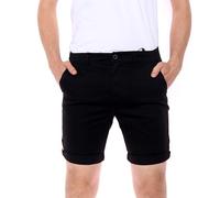 NOROZE Chino Men’s Shorts Plain Casual Turnup Cotton Shorts for Summer | Slim-Fit Stretch Combat Short Half Pants for Men UK Size (30 - 40) Black