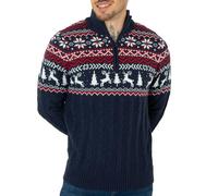 NOROZE Christmas Men's Jumpers | Nordic Style Knitted Lightweight Reindeer Printed Jumper | Crew Neck Long Sleeve Pullover Top | Christmas Jumper (UK, Alpha, L, Regular, Regular, Red)