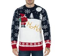 NOROZE Christmas Men's Jumpers | Novelty Knitted Lightweight Santa Printed Jumper Sweater | Slim Fit Long Sleeve Crew Neck Pullover Christmas Top | Christmas Jumper Xmas Jumper Sweaters for Men