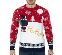 NOROZE Christmas Men's Jumpers | Novelty Knitted Lightweight Santa Printed Jumper Sweater | Slim Fit Long Sleeve Crew Neck Pullover Christmas Top | Christmas Jumper Xmas Jumper Sweaters for Men