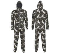 NOROZE Kids All-in-One Boys Camo & Aztec Dad-Son Men's Hooded Unisex Jumpsuit Onesie (11-12 Years, Camo Green)