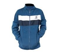 NOROZE Kid's Boy's 2 Stripe Contrast Colour Block Long Sleeve Full Zip Lightweight Sport Poly Track Jacket Sweat Top (7-8 Years, Blue)
