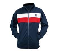 NOROZE Kid's Boy's 2 Stripe Contrast Colour Block Long Sleeve Full Zip Lightweight Sport Poly Track Jacket Sweat Top (7-8 Years, Navy)
