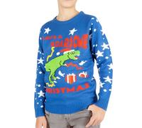 NOROZE Kids Christmas Jumpers Boys Girls Retro Elf Snowman Santa Fairisle Reindeer Novelty Sweater Children Gifts Xmas Jumper (5-6 Years, Roarsome Christmas T-Rex Royal Blue)