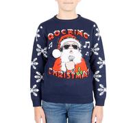 NOROZE Kids Christmas Jumpers Boys Girls Retro Elf Snowman Santa Fairisle Reindeer Novelty Sweater Children Gifts Xmas Jumper (11-12 Years, Rocking Navy)