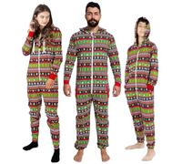 NOROZE Matching Christmas pjs for Family Onesie Sleepsuit Loungewear Jumpsuit for Women Men Unisex Adult Halloween Sleepwear (XXL, Dad Gingerbread Red)