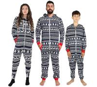 NOROZE Matching Christmas pjs for Family Onesie Sleepsuit Loungewear Jumpsuit for Women Men Unisex Adult Halloween Sleepwear (XL, Dad Reindeer Navy)
