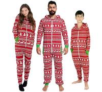 NOROZE Matching Christmas pjs for Family Onesie Sleepsuit Loungewear Jumpsuit for Women Men Unisex Adult Halloween Sleepwear (13 Years, Kids Reindeer Red)