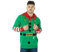 NOROZE Men’s Christmas Jumper Hoodie Elf HoHo Candy Cane 3D Knitted Pullover Xmas Sweater Top