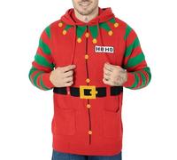 NOROZE Men’s Christmas Jumper Hoodie Elf HoHo Candy Cane 3D Knitted Pullover Xmas Sweater Top