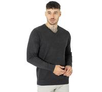 NOROZE Men's 100% Cotton Jumper Knit V-Neck Plain Classic Sweater Pullover Knitted Sweatshirt UK Sizes S-4XL (XXL, Charcoal)