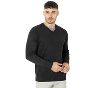 NOROZE Men's 100% Cotton Jumper Knit V-Neck Plain Classic Sweater Pullover Knitted Sweatshirt UK Sizes S-4XL (XXL, Black)